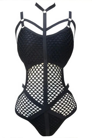Avant-Garde Netted Bodysuit - Sculptural Silhouette