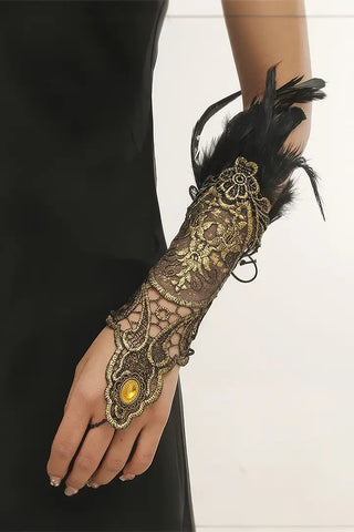 Gothic Splendor - Feathered Lace Armlet