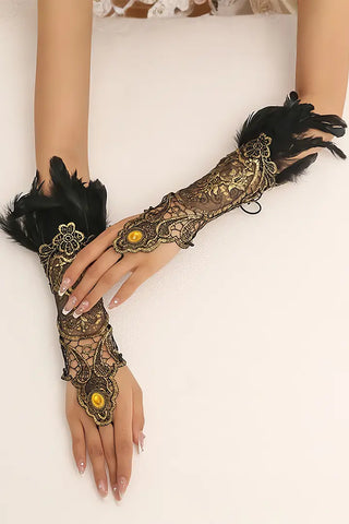Gothic Splendor - Feathered Lace Armlet
